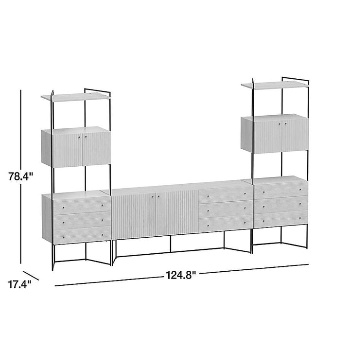 Eviez Living Lounge LED Media Console Storage Bookcases Rack Mdf | Furniture | Waseeh Pakistan