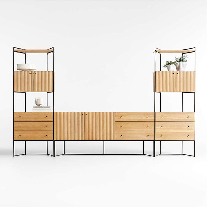 Eviez Living Lounge LED Media Console Storage Bookcases Rack Mdf | Furniture | Waseeh Pakistan