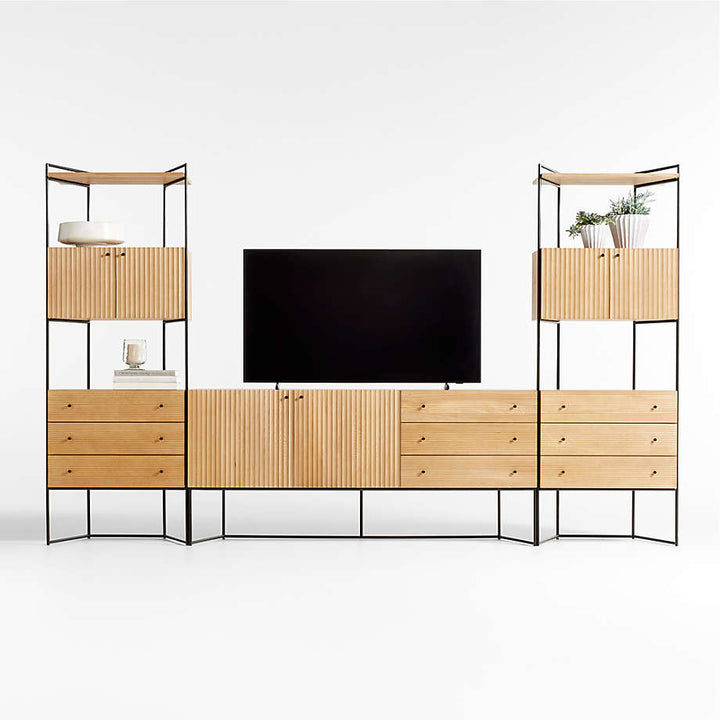 Eviez Living Lounge LED Media Console Storage Bookcases Rack Mdf | Furniture | Waseeh Pakistan