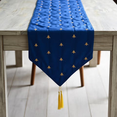 Royal Blue Embroidered Velvet Table Runner