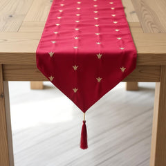 Royal Red Embroidered Velvet Table Runner