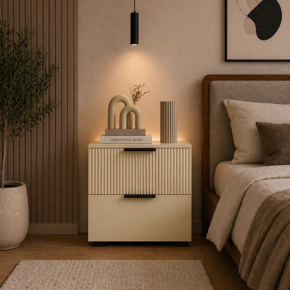 Fluted Craves Bedside Drawers Table | Furniture | Waseeh Pakistan
