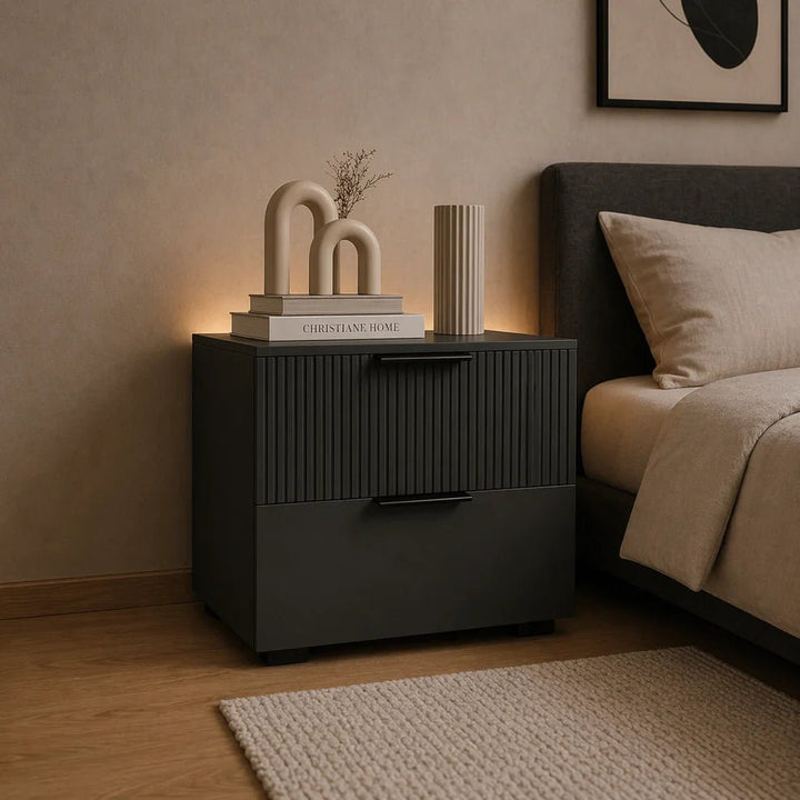 Fluted Craves Bedside Drawers Table | Furniture | Waseeh Pakistan