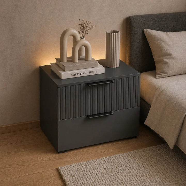 Fluted Craves Bedside Drawers Table | Furniture | Waseeh Pakistan