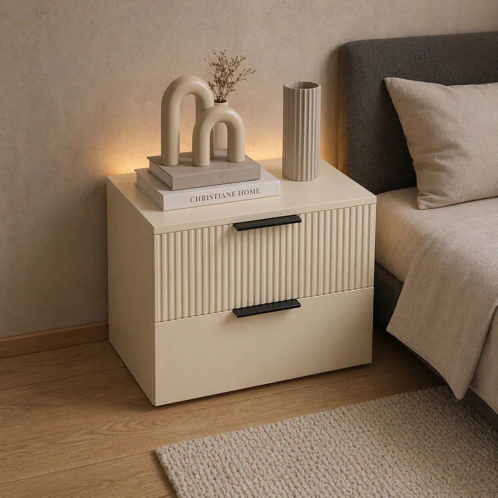 Fluted Craves Bedside Drawers Table | Furniture | Waseeh Pakistan