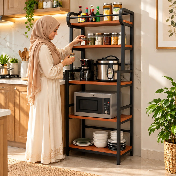 Forno Prato 5-Tier Kitchen Organizer Rack – Metal &amp; Wood