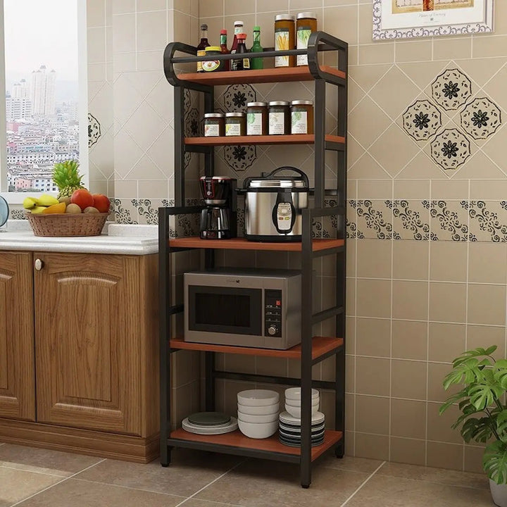 Forno Prato 5-Tier Kitchen Organizer Rack – Metal &amp; Wood | kitchen item | Waseeh Pakistan