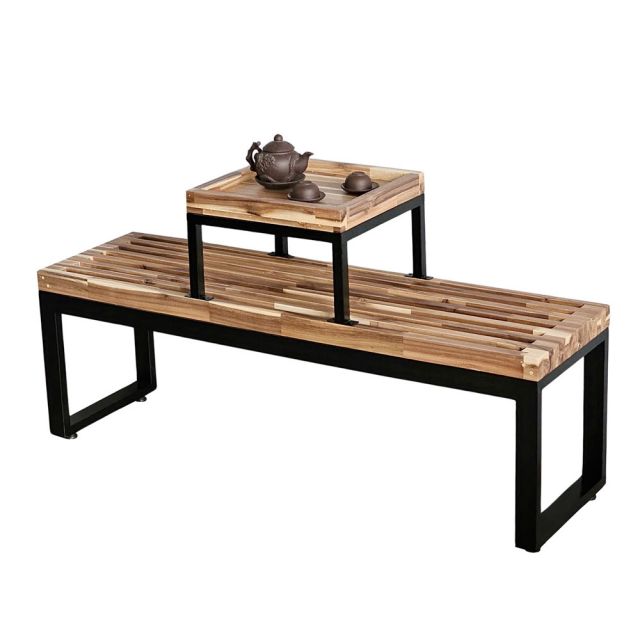 Vatoroi Long Sturdy Indoor Lawn Garden Bench with Tea Table