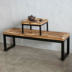 Vatoroi Long Sturdy Indoor Lawn Garden Bench with Tea Table