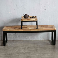 Vatoroi Long Sturdy Indoor Lawn Garden Bench with Tea Table