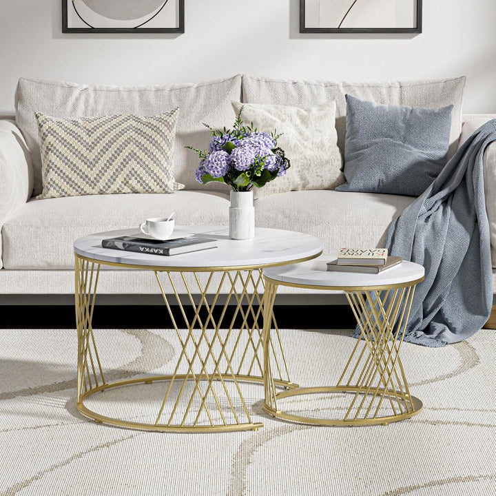 Giluta Round Tables Living Lounge Coffee Nesting Tables (Set of 2) | Furniture | Waseeh Pakistan