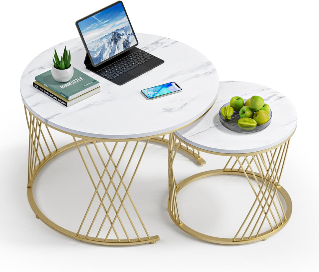 Giluta Round Tables Living Lounge Coffee Nesting Tables (Set of 2) | Furniture | Waseeh Pakistan