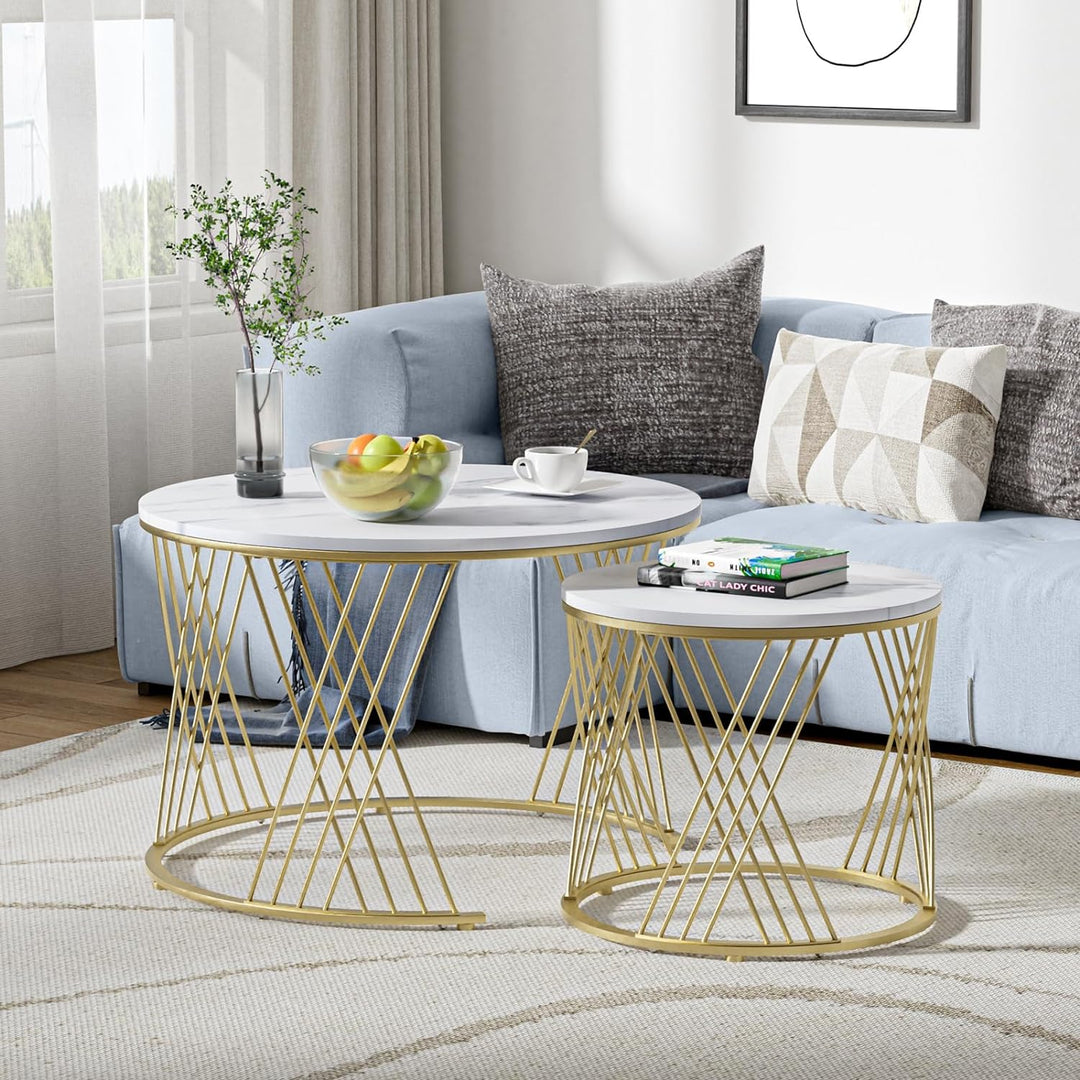 Giluta Round Tables Living Lounge Coffee Nesting Tables (Set of 2) | Furniture | Waseeh Pakistan