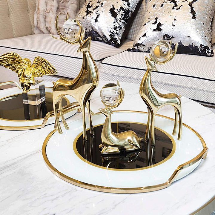 Golden Statue Deer Pearl Sculpture Decor (3pcs) | Home Décor | Waseeh Pakistan