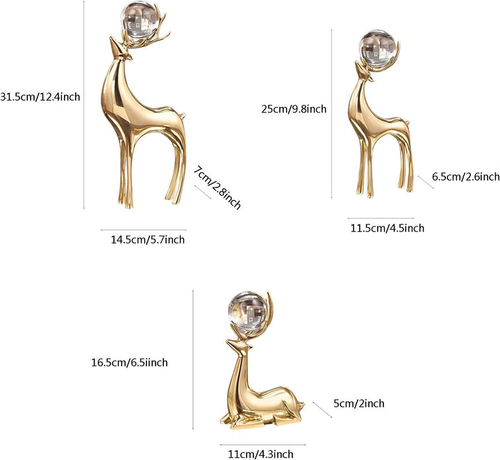 Golden Statue Deer Pearl Sculpture Decor (3pcs) | Home Décor | Waseeh Pakistan