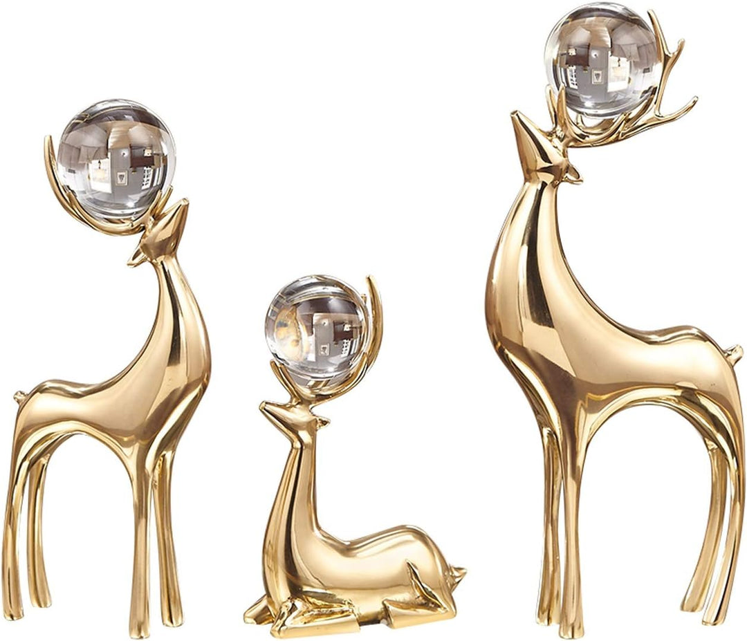Golden Statue Deer Pearl Sculpture Decor (3pcs) | Home Décor | Waseeh Pakistan