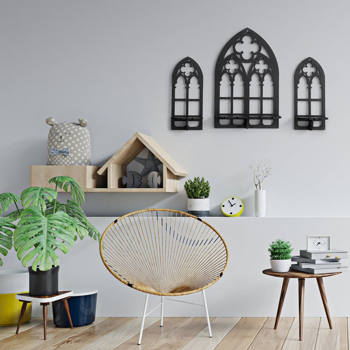 Gothic Wooden Hanging Bracket Wall Storage Shelves (Set of 3) | Furniture | Waseeh Pakistan