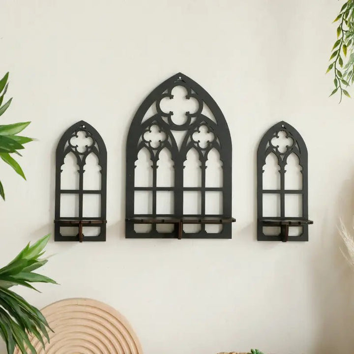 Gothic Wooden Hanging Bracket Wall Storage Shelves (Set of 3) | Furniture | Waseeh Pakistan