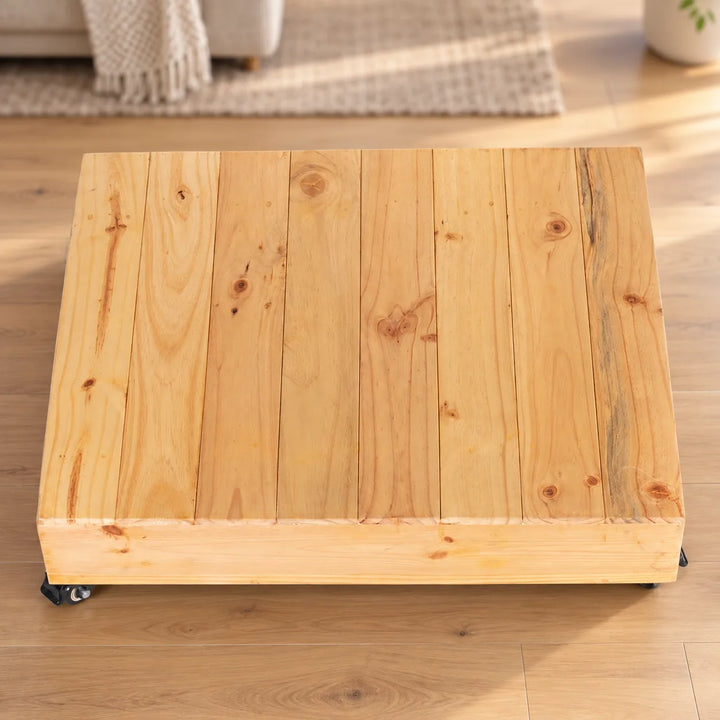 Greek Zone low wooden table trolley in a lounge setting