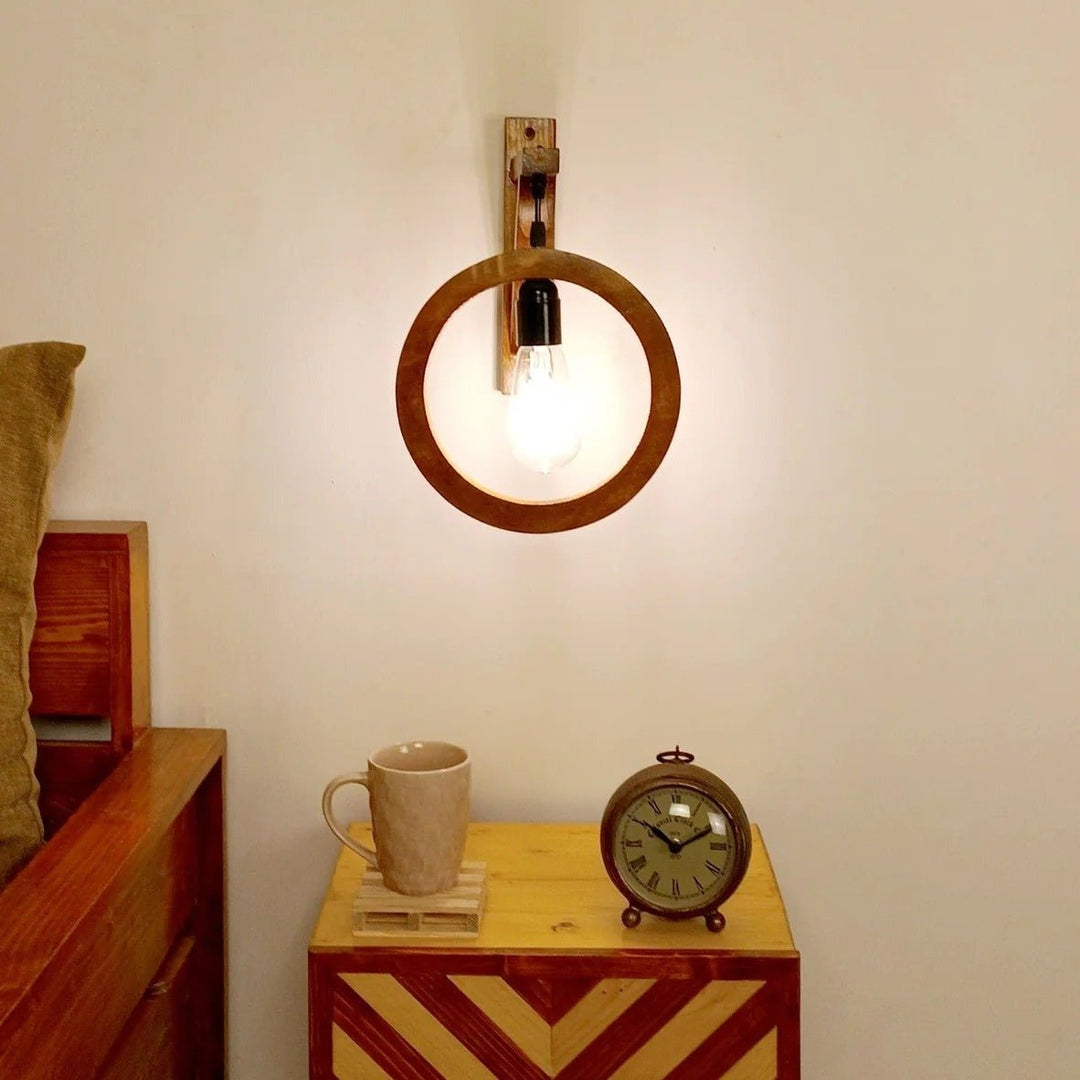 Halo Circle Wooden Wall Light Wall Hanging Lamp | Not Sale FB | Waseeh Pakistan