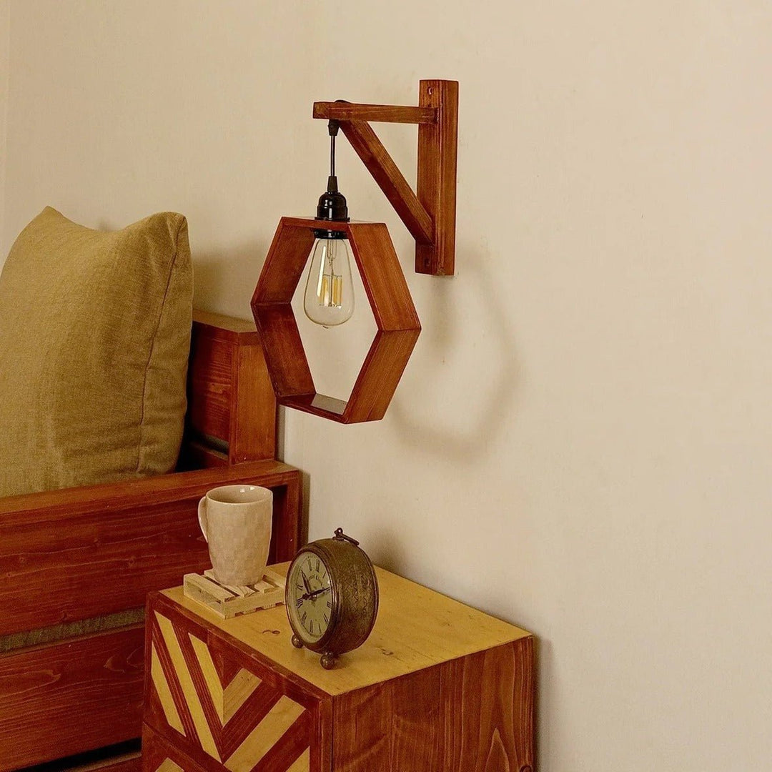 Hexoz Wooden Wall Light Wall Hanging Lamp | Home Décor | Waseeh Pakistan