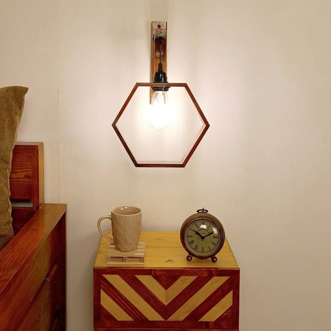 Hexoz Wooden Wall Light Wall Hanging Lamp | Home Décor | Waseeh Pakistan