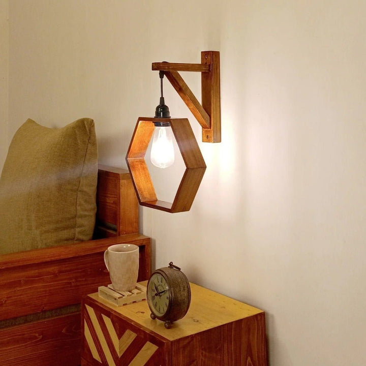Hexoz Wooden Wall Light Wall Hanging Lamp | Home Décor | Waseeh Pakistan