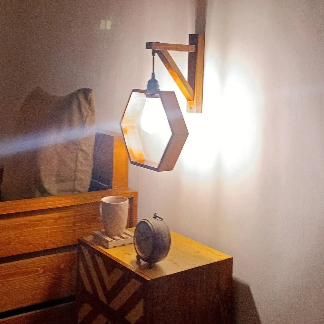 Hexoz Wooden Wall Light Wall Hanging Lamp | Home Décor | Waseeh Pakistan