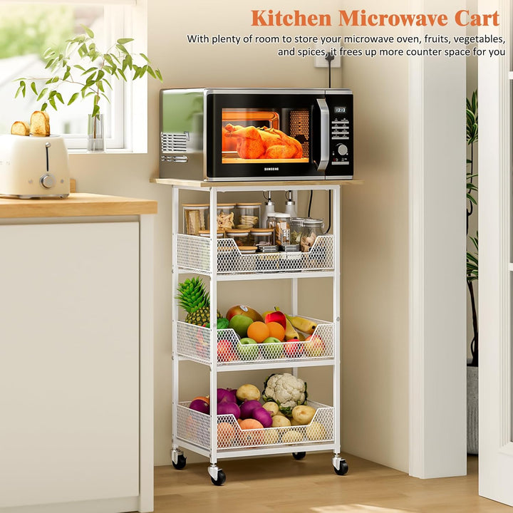 Hioree Kitchen Microwave Cart Organizer Rack Trolley | Not Sale FB | Waseeh Pakistan