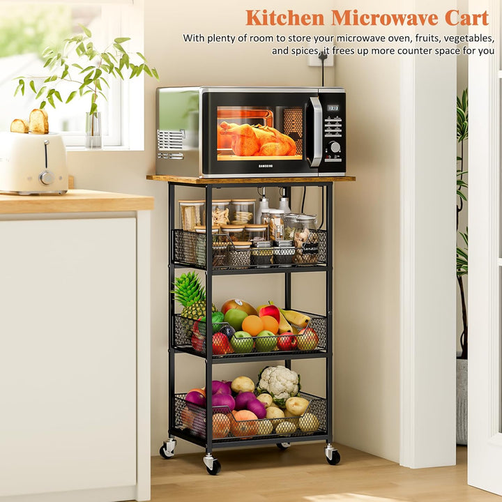 Hioree Kitchen Microwave Cart Organizer Rack Trolley | Not Sale FB | Waseeh Pakistan