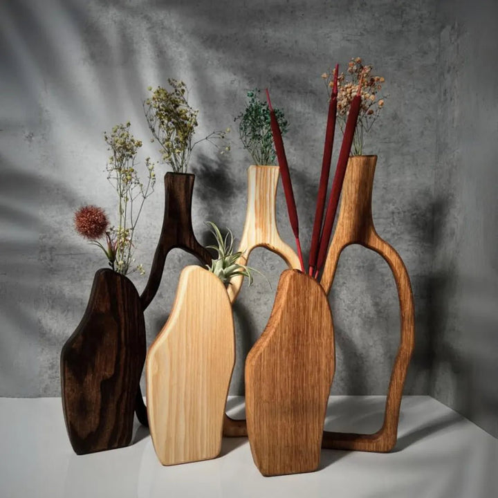 Homamo Irregular Malo Wooden Vases (Set of 2) | Not Sale FB | Waseeh Pakistan