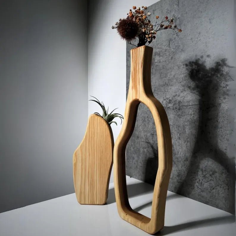 Homamo Irregular Malo Wooden Vases (Set of 2) | Not Sale FB | Waseeh Pakistan