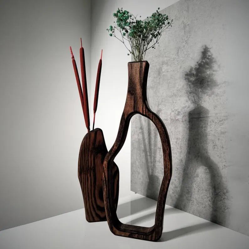 Homamo Irregular Malo Wooden Vases (Set of 2) | Not Sale FB | Waseeh Pakistan