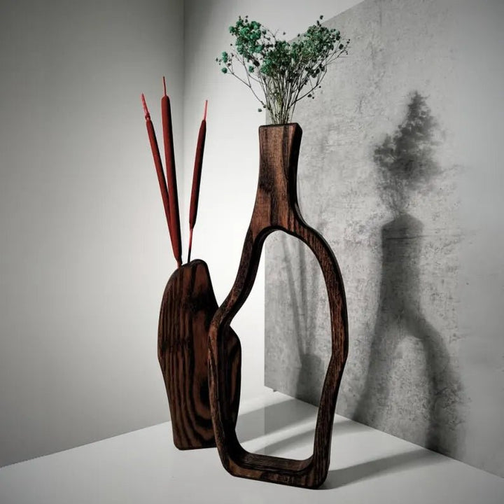 Homamo Irregular Malo Wooden Vases (Set of 2) | Not Sale FB | Waseeh Pakistan