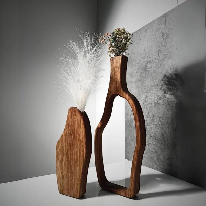 Homamo Irregular Malo Wooden Vases (Set of 2) | Not Sale FB | Waseeh Pakistan