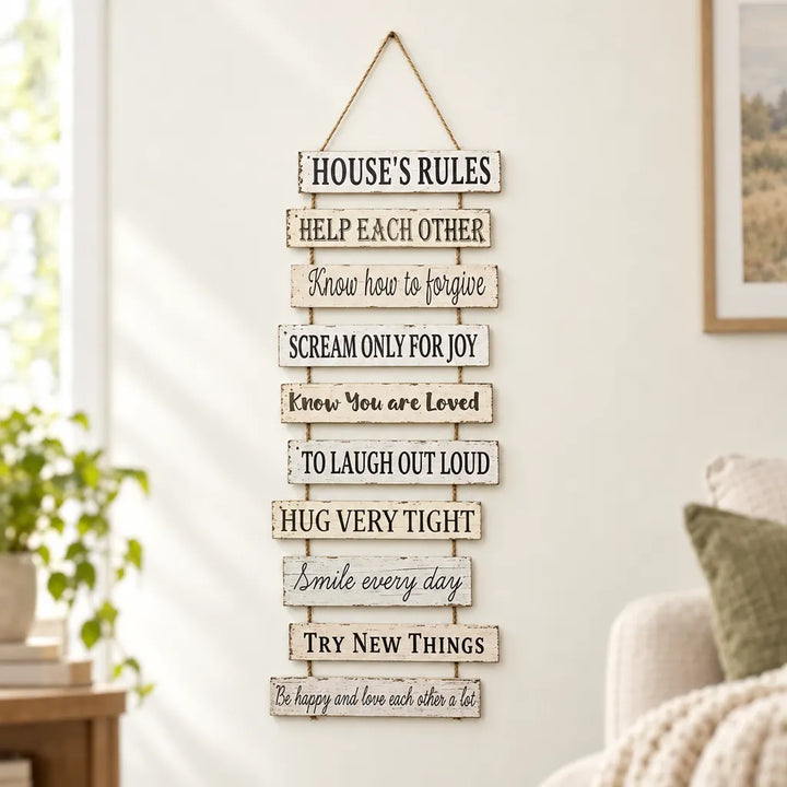 House Rules rustic wooden wall decor