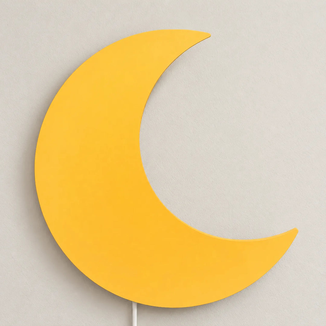 Houten yellow variant crescent wall lamp shown unlit with its original painted finish