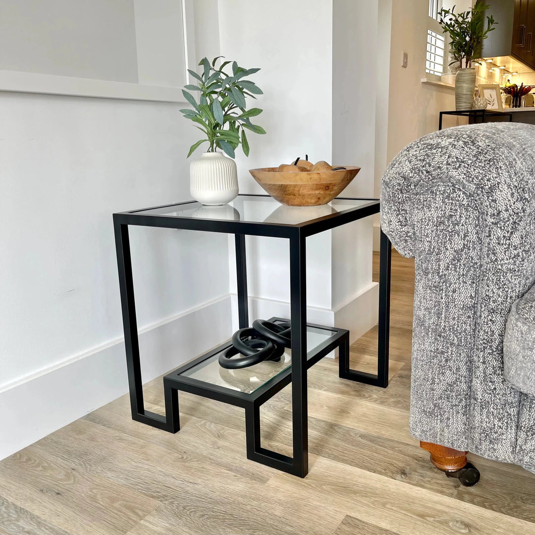 Hudson Glass Table Lounge Living Room Metal Side Table | Furniture | Waseeh Pakistan