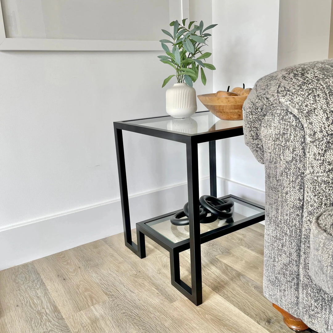 Hudson Glass Table Lounge Living Room Metal Side Table | Furniture | Waseeh Pakistan
