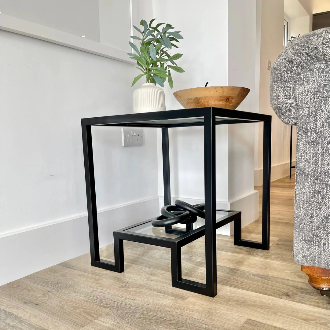 Hudson Glass Table Lounge Living Room Metal Side Table | Furniture | Waseeh Pakistan