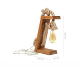 Whiskey Stave Wooden Side Table Desk Rope Light Lamp
