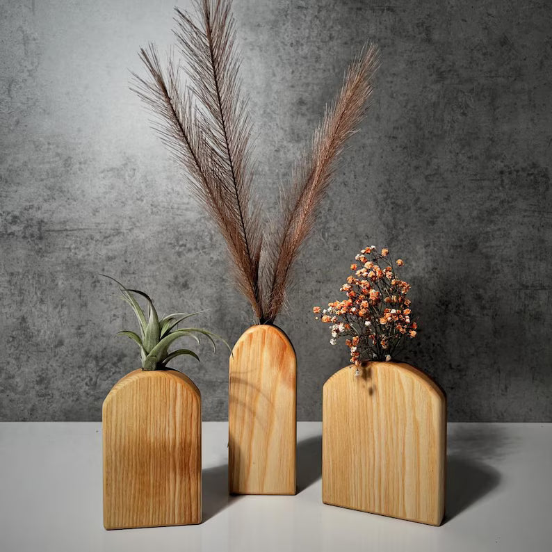 Kamoho Arch Shaped Wooden Vases (Set of 3)
