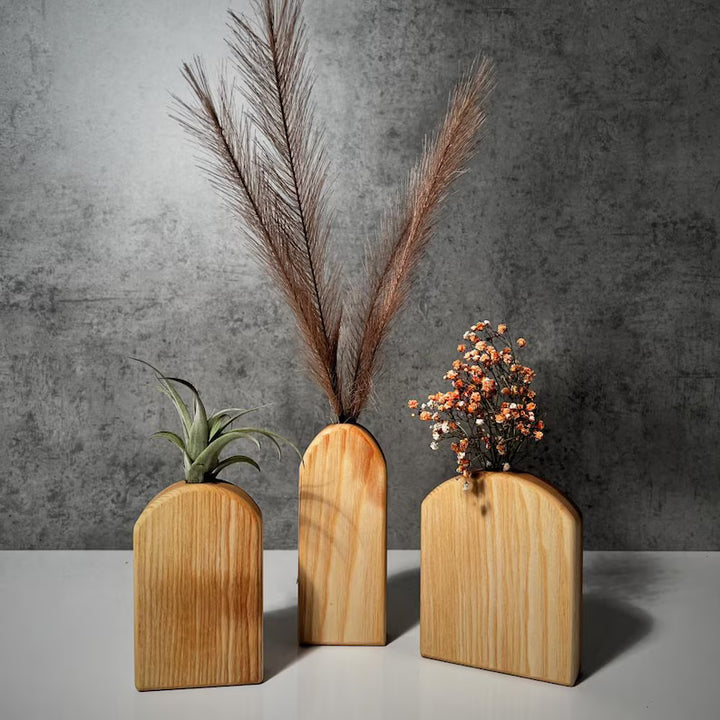 Kamoho Arch Shaped Wooden Vases (Set of 3)