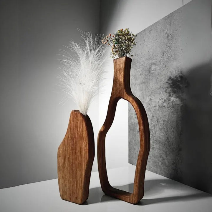 Homamo Irregular Malo Wooden Vases (Set of 2)