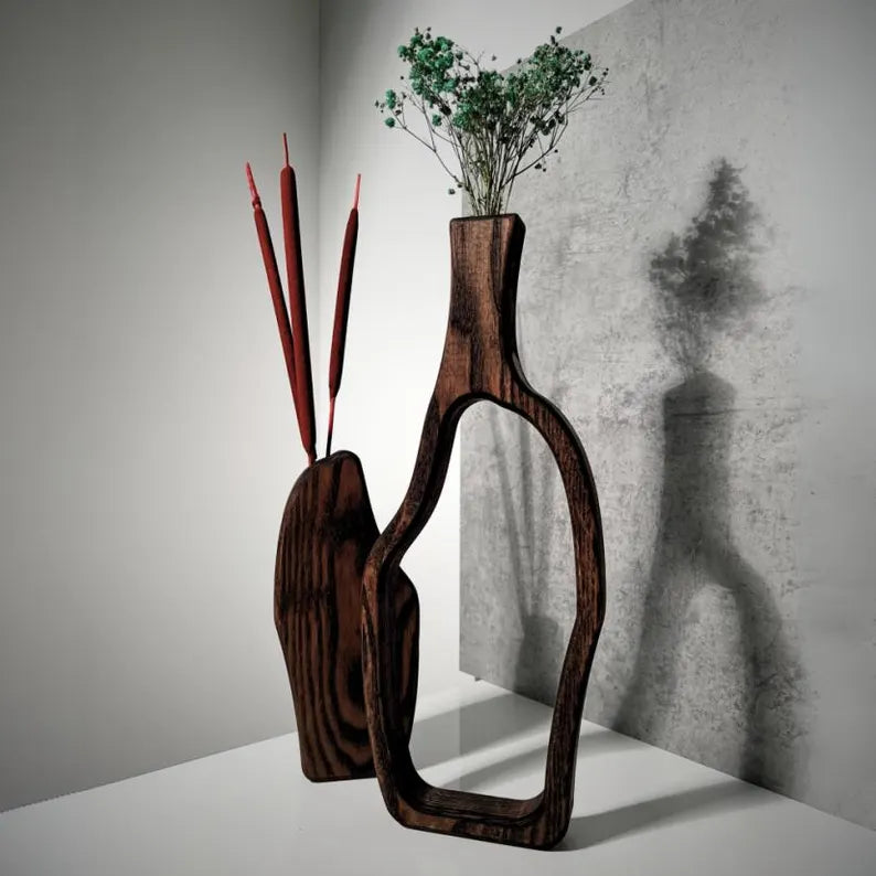 Homamo Irregular Malo Wooden Vases (Set of 2)