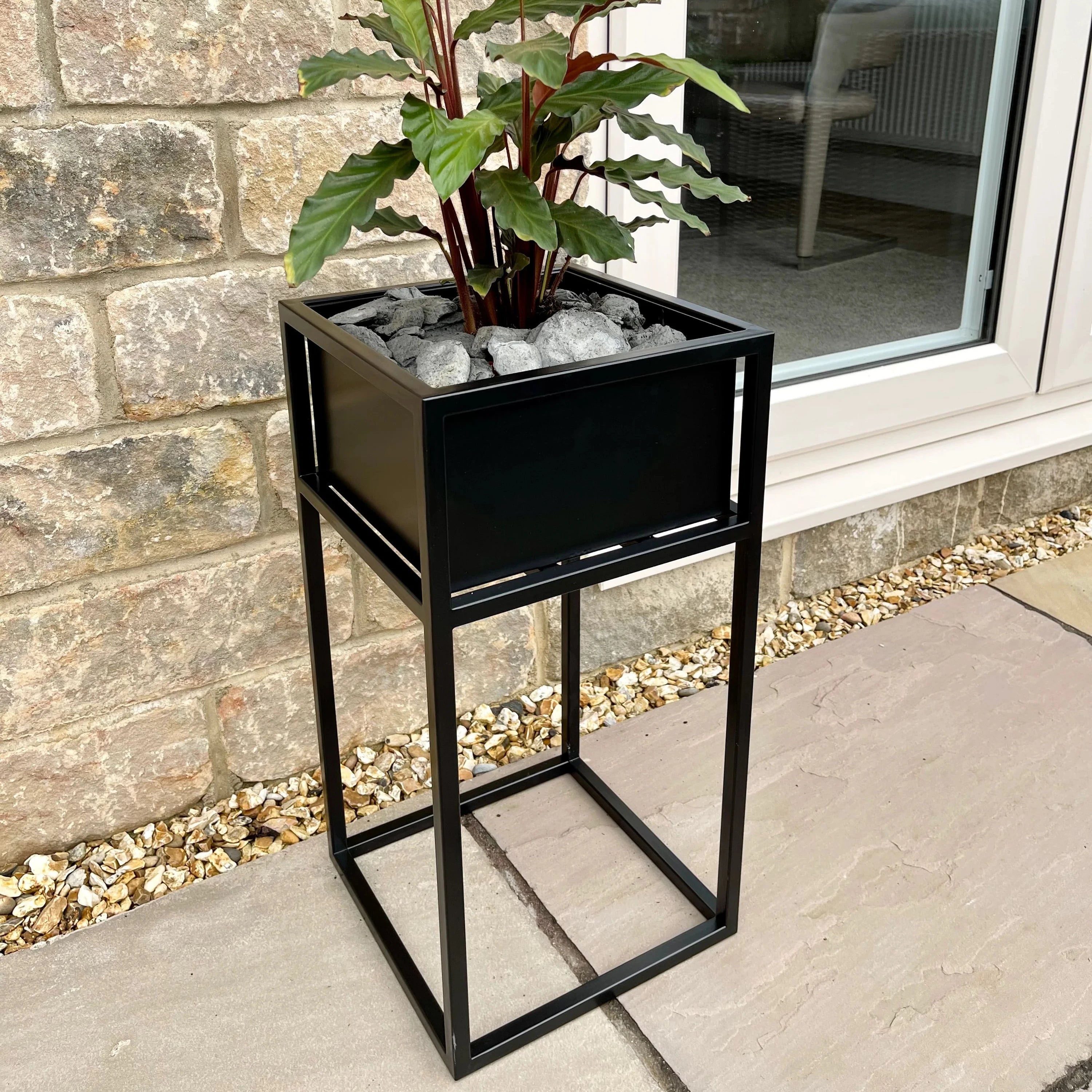 Zodulla Indoor & Outdoor Metal Standing Square Planter