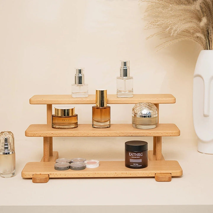 Kake Wooden Desktop Cup Perfume cosmetics multi-layer Storage Rack | Not Sale FB | Waseeh Pakistan