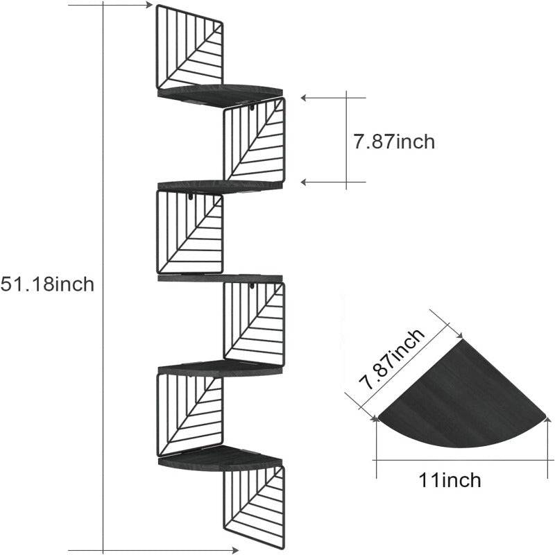 KANKEI Corner Shelf Wall Mount of 5 Tier Floating Shelves Wall Shelves | Furniture | Waseeh Pakistan