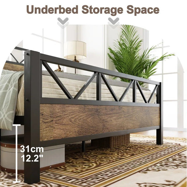Keisha Wood and Metal Low Platform Bed | Furniture | Waseeh Pakistan