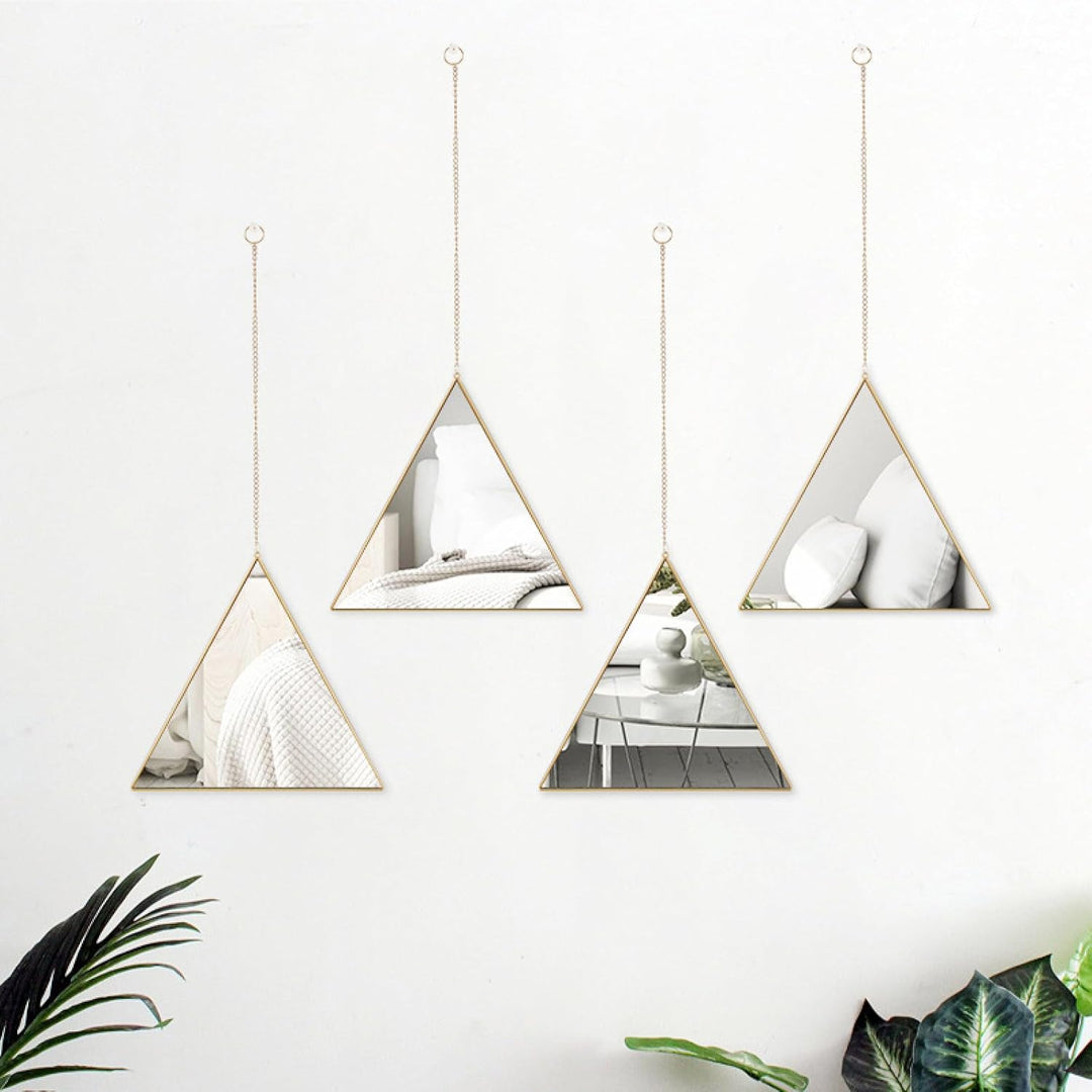 KIEE Triangle Wall Mirror Modern Geometry Hanging Home Decor | Not Sale FB | Waseeh Pakistan